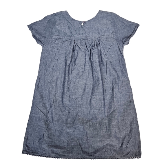 Garnet Hill Kids Blue Chambray Embroidered Sheath Dress Size 14 Girls Q75 - Picture 4 of 9